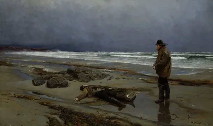 Framed Print : Drifted Ashore, 1884. Creator: Nicolai Martin Ulfsten Framed Print : Drifted Ashore, 1884. Creator: Nicolai Martin Ulfsten