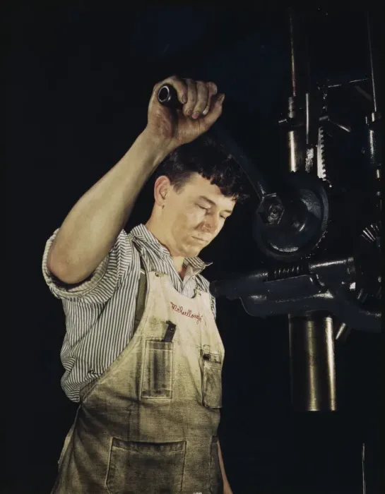 Framed Print : Drill press operator, Allegheny Ludlum Steel[e] Corp. Brackenridge, Pa. 1941?. Creator: Alfred T Palmer