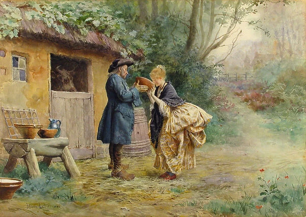 The Drink of Milk, 1882. Creator: Maurice Leloir