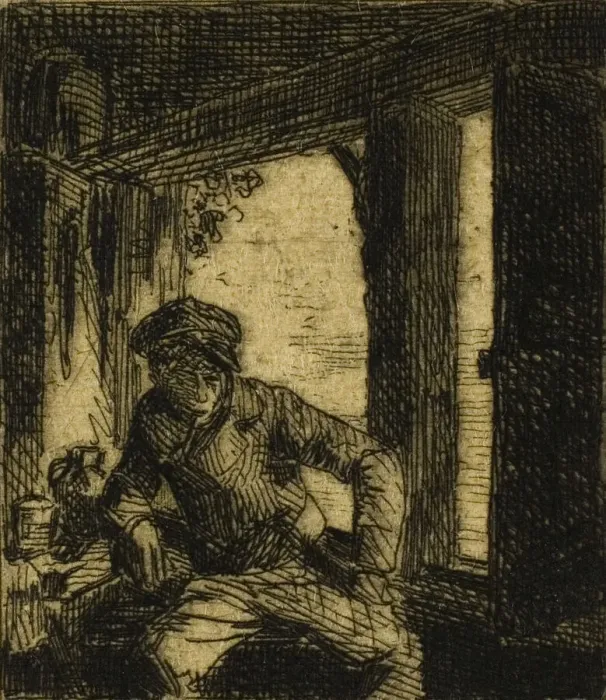 Framed Print : Drinker, n. d. Creator: Charles Emile Jacque Framed Print : Drinker, n. d. Creator: Charles Emile Jacque