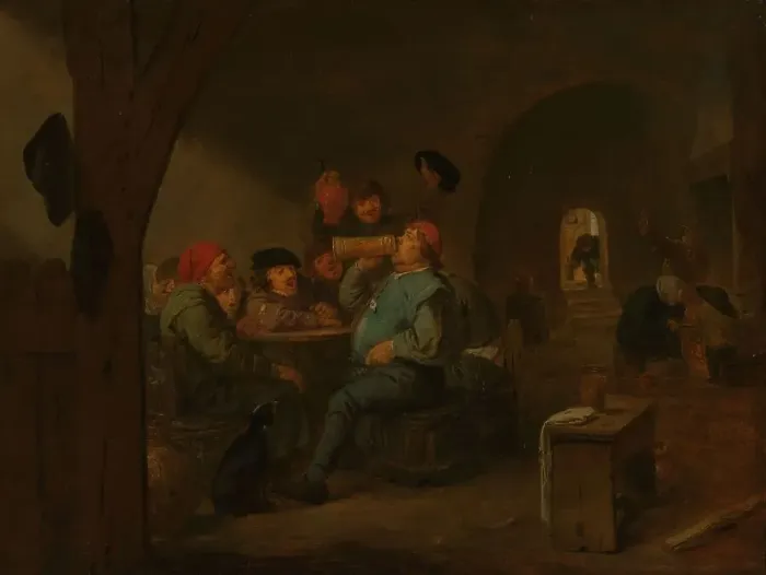 Framed Print : Drinking Bout in a Tavern, c.1700. Creator: Unknown Framed Print : Drinking Bout in a Tavern, c.1700. Creator: Unknown