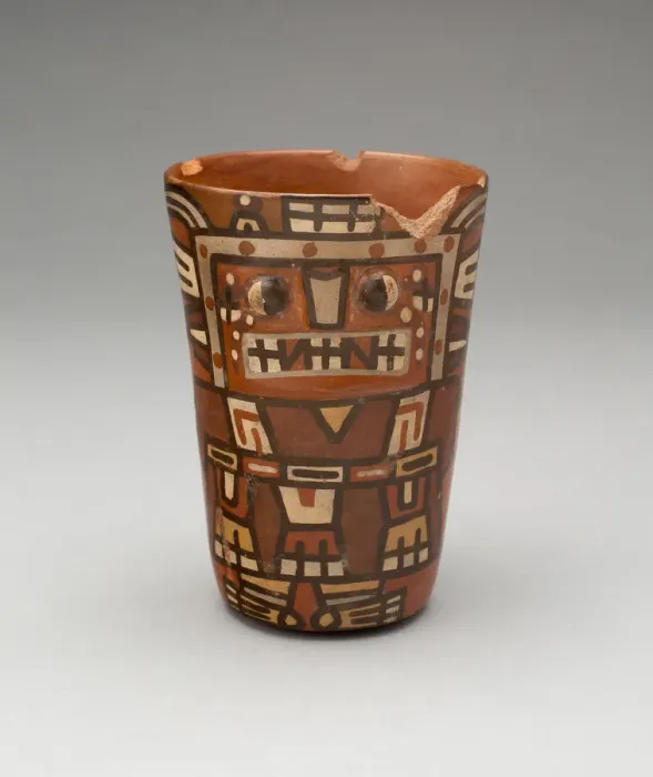 Framed Print : Drinking Cup (Kero) with an Abstracted Masked Figure, A. D. 600 / 1000. Creator: Unknown Framed Print : Drinking Cup (Kero) with an Abstracted Masked Figure, A. D. 600 / 1000. Creator: Unknown