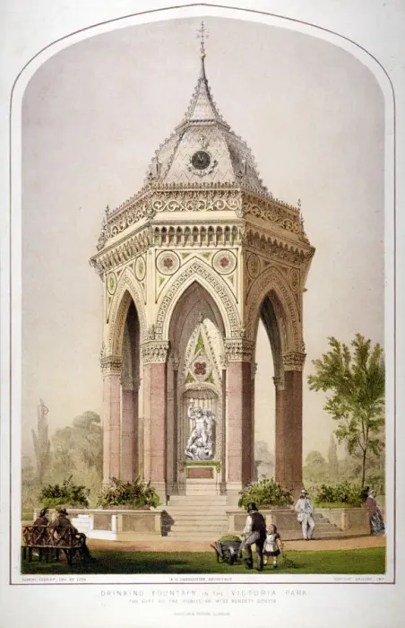 Framed Print : The drinking fountain in Victoria Park, Hackney, London, c1861 Framed Print : The drinking fountain in Victoria Park, Hackney, London, c1861