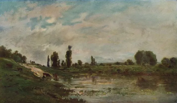 Framed Print : The Drinking Place, c1827-1878, (1906-7). Artist: Charles-Francois Daubigny Framed Print : The Drinking Place, c1827-1878, (1906-7). Artist: Charles-Francois Daubigny