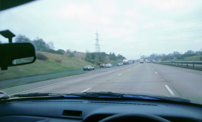 Framed Print : Driver's view from car on M27 Motorway Framed Print : Driver's view from car on M27 Motorway