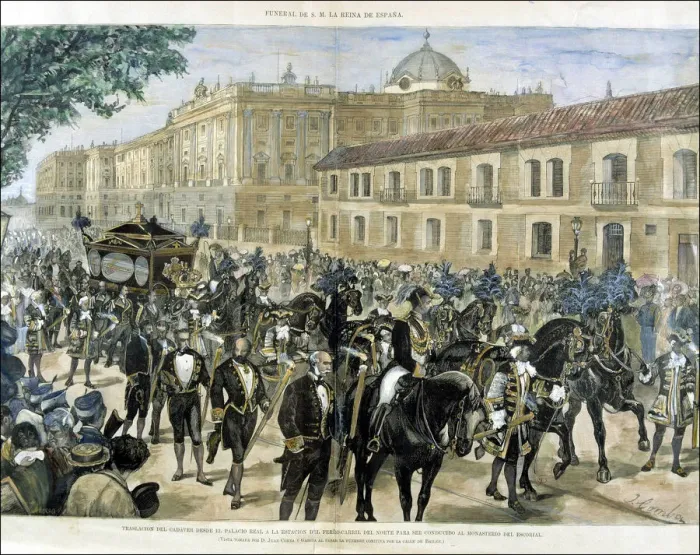 Framed Print : Driving the corpse of Queen Maria of Mercedes Orleans to the North Station Juan Camba drawing Framed Print : Driving the corpse of Queen Maria of Mercedes Orleans to the North Station Juan Camba drawing