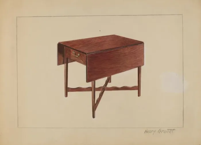 Framed Print : Drop-Leaf Table, 1936. Creator: Henry Granet Framed Print : Drop-Leaf Table, 1936. Creator: Henry Granet