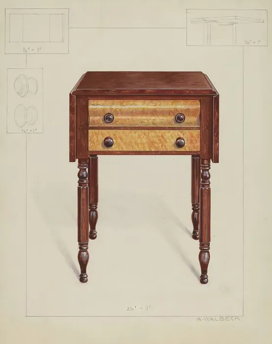 Framed Print : Dropleaf Table, c. 1936. Creator: Alfred Walbeck Framed Print : Dropleaf Table, c. 1936. Creator: Alfred Walbeck