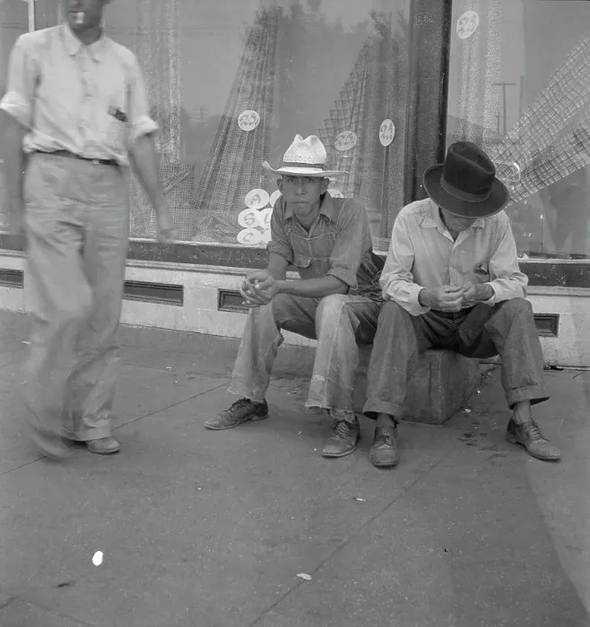 Framed Print : Drought farmers come to town, Sallisaw, Sequoyah County, Oklahoma, 1936. Creator: Dorothea Lange Framed Print : Drought farmers come to town, Sallisaw, Sequoyah County, Oklahoma, 1936. Creator: Dorothea Lange