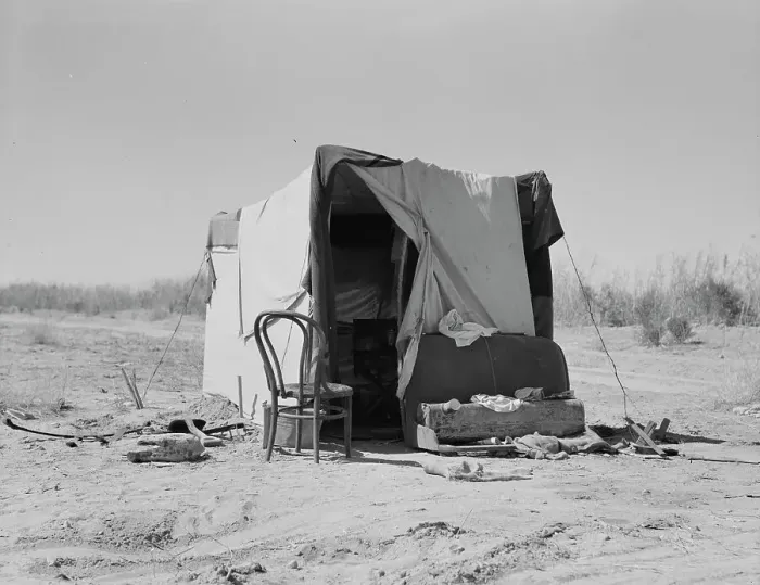 Framed Print : Drought refugees, camp along the roadside, Imperial County, California, 1937. Creator: Dorothea Lange Framed Print : Drought refugees, camp along the roadside, Imperial County, California, 1937. Creator: Dorothea Lange