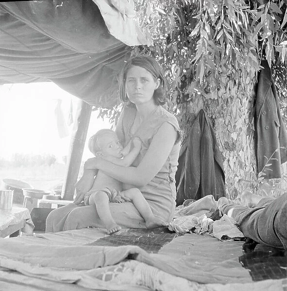 Drought refugees from Oklahoma camping by the roadside, Blythe, California, 1936. Creator: Dorothea Lange