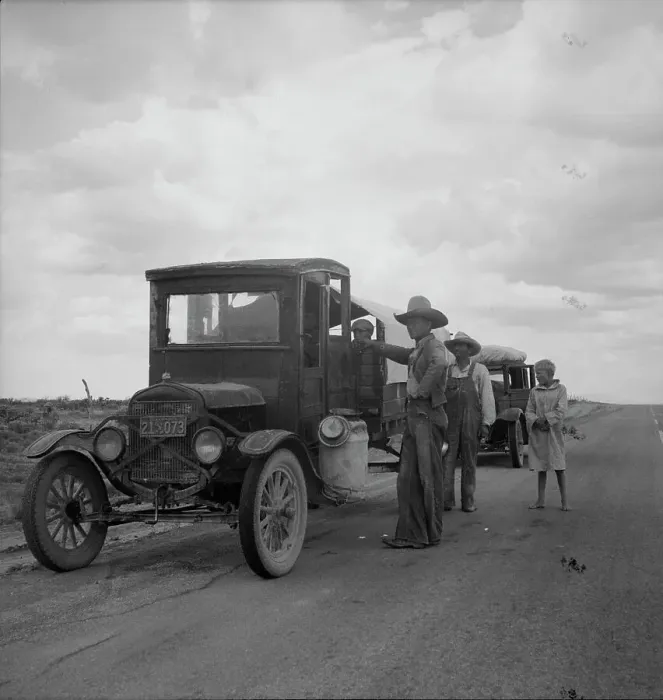 Framed Print : Drought refugees stopped along the highway near Lordsburg, New Mexico, 1937. Creator: Dorothea Lange