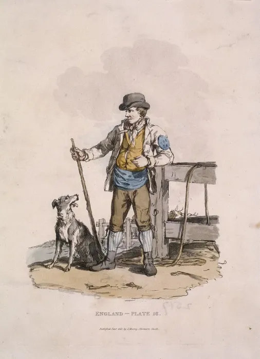 Framed Print : A drover and his dog, Provincial Characters, 1813 Framed Print : A drover and his dog, Provincial Characters, 1813