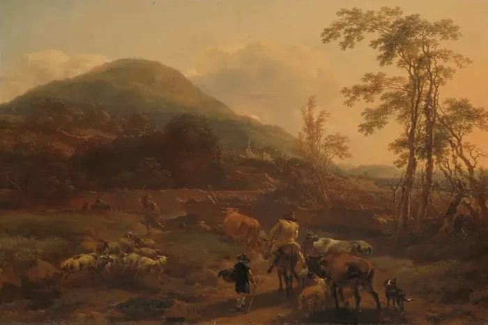 Framed Print : The Three Drovers, 1656. Creator: Nicolaes Berchem Framed Print : The Three Drovers, 1656. Creator: Nicolaes Berchem