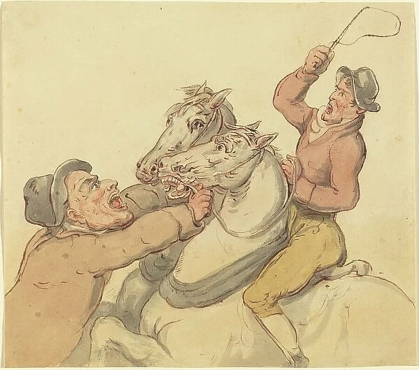 Drovers with a Pair of Rearing Horses. Creator: Thomas Rowlandson