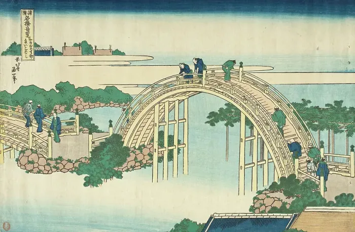 Framed Print : Drum Bridge of Kameido Tenjin Shrine (image 1 of 2), 19th century. Creator: Hokusai Framed Print : Drum Bridge of Kameido Tenjin Shrine (image 1 of 2), 19th century. Creator: Hokusai