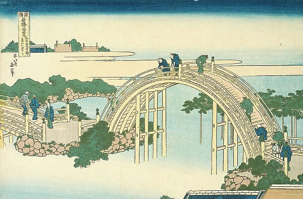 Drum Bridge of Kameido Tenjin Shrine (image 2 of 2), 19th century. Creator: Hokusai