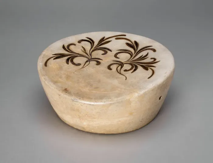 Framed Print : Drum-Shaped Pillow with Floral Sprays, Jin dynasty (1115-1234), 12th century Framed Print : Drum-Shaped Pillow with Floral Sprays, Jin dynasty (1115-1234), 12th century