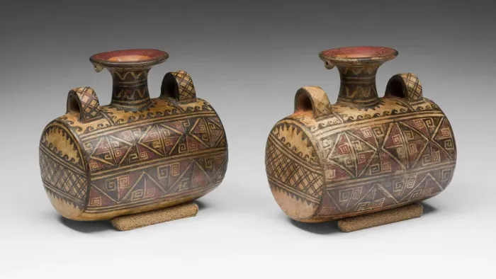 Framed Print : Drum-Shaped Vessels with Textile Motif, A. D. 1450 / 1532. Creator: Unknown Framed Print : Drum-Shaped Vessels with Textile Motif, A. D. 1450 / 1532. Creator: Unknown