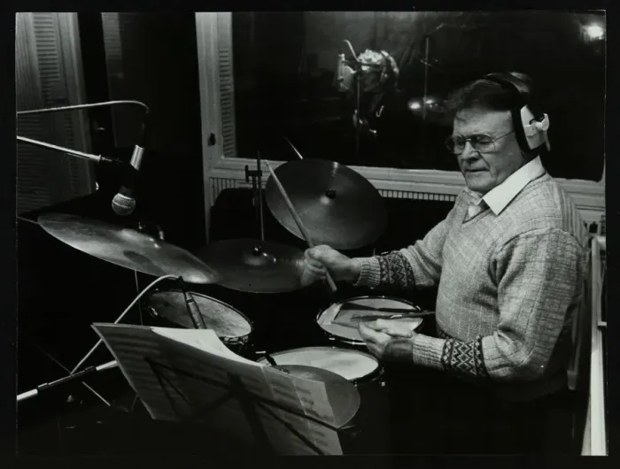 Framed Print : Drummer Bobby Orr at the Ted Taylor recording studio, London, 12 January 1988. Artist Framed Print : Drummer Bobby Orr at the Ted Taylor recording studio, London, 12 January 1988. Artist