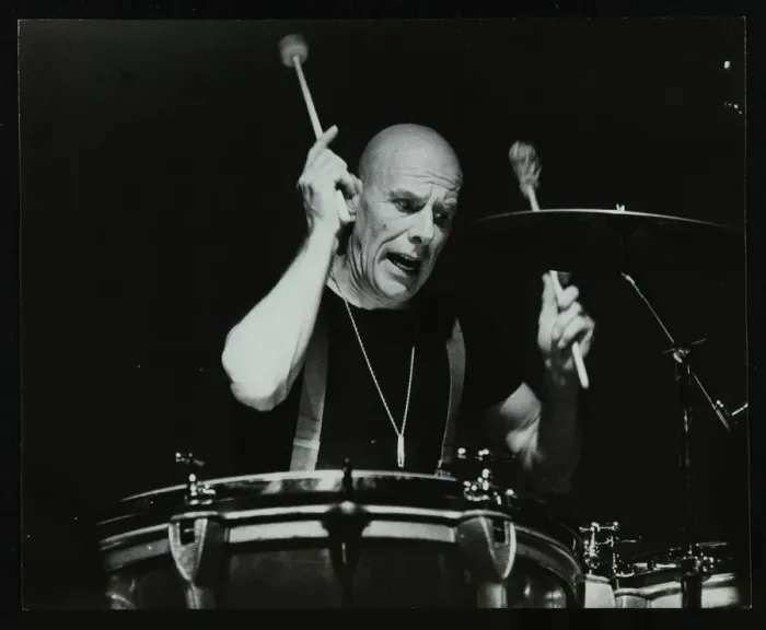 Framed Print : Drummer Eric Delaney playing at the Forum Theatre, Hatfield, Hertfordshire, 1983 Framed Print : Drummer Eric Delaney playing at the Forum Theatre, Hatfield, Hertfordshire, 1983