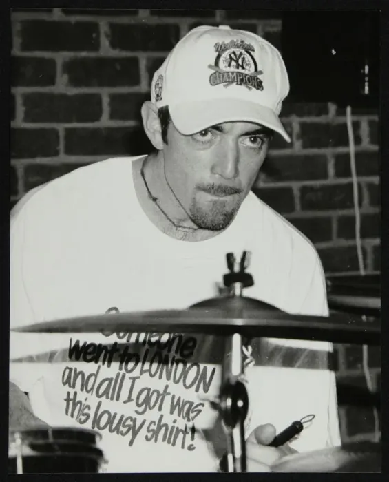 Framed Print : Drummer Gene Calderazzo at The Fairway, Welwyn Garden City, Hertfordshire, 8 December 1996 Framed Print : Drummer Gene Calderazzo at The Fairway, Welwyn Garden City, Hertfordshire, 8 December 1996