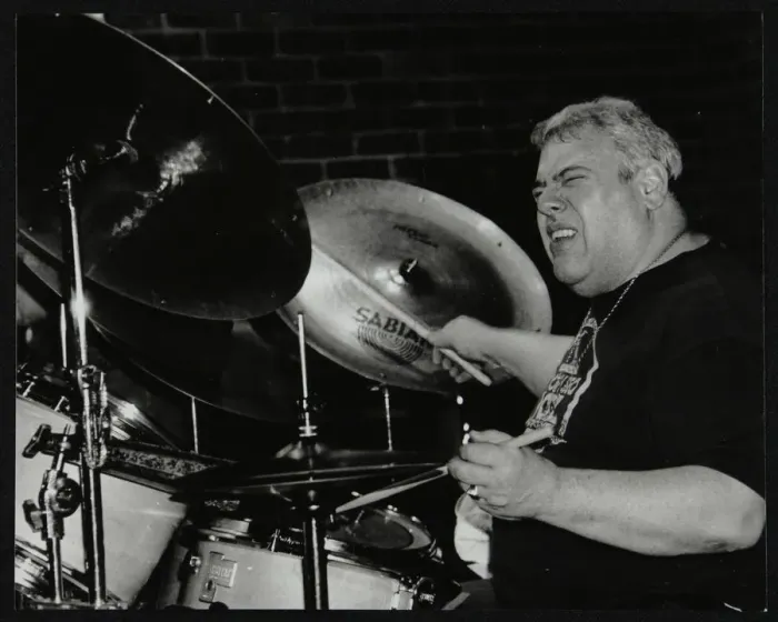 Framed Print : Drummer Martin Drew playing at The Fairway, Welwyn Garden City, Hertfordshire, 15 February 1998 Framed Print : Drummer Martin Drew playing at The Fairway, Welwyn Garden City, Hertfordshire, 15 February 1998