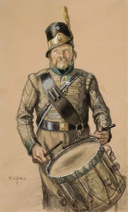 Framed Print : Drummer Nord, illustration from Vanrikki Stoolin tarinat, 1897-1900. Creator: Albert Edelfelt Framed Print : Drummer Nord, illustration from Vanrikki Stoolin tarinat, 1897-1900. Creator: Albert Edelfelt