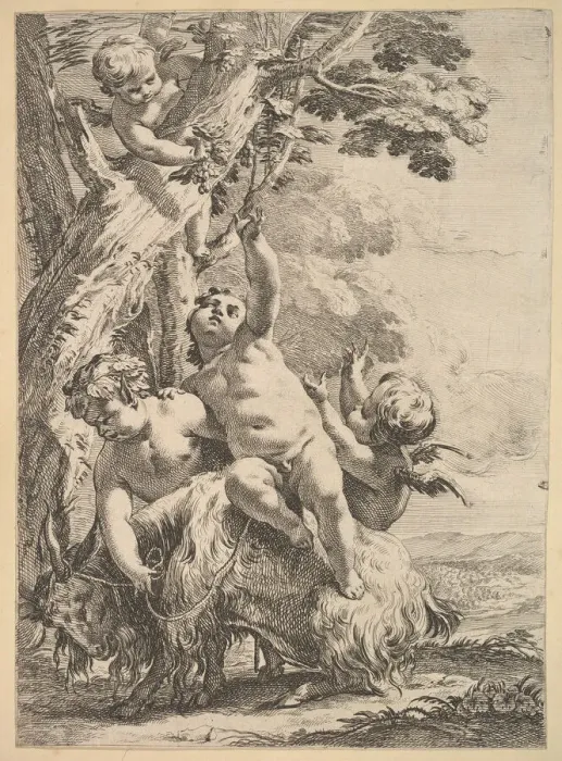 Framed Print : Drunken Bacchantes and Putti, 18th century. Creator: Unknown Framed Print : Drunken Bacchantes and Putti, 18th century. Creator: Unknown