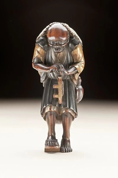 Drunken Buddhist Priest holding Broken Geta (image 1 of 2), Early to mid-19th century. Creator: Unknown