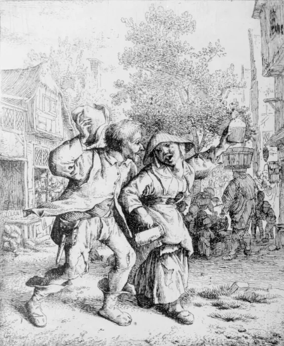 Framed Print : The Drunken Couple, 1685. Creator: Cornelis Dusart Framed Print : The Drunken Couple, 1685. Creator: Cornelis Dusart