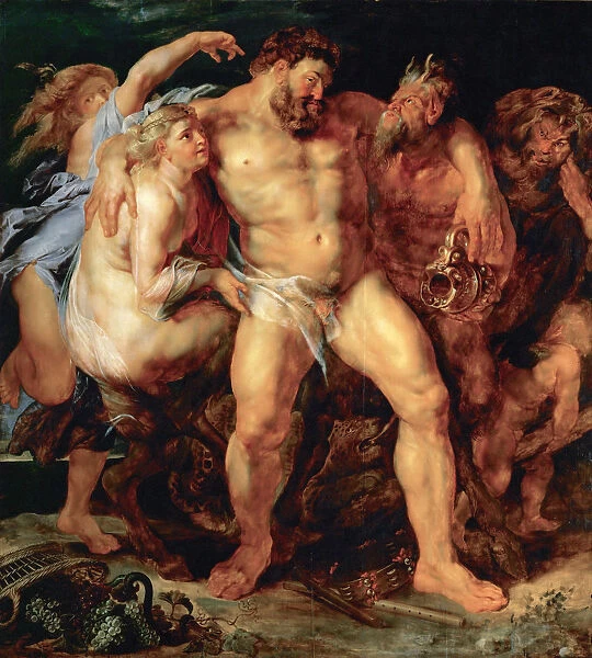 The drunken Hercules, led by a Nymph and a Satyr, ca 1614. Creator: Rubens, Pieter Paul