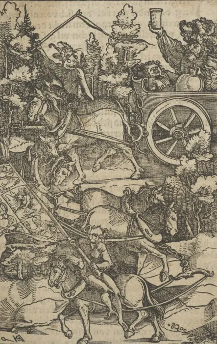 Framed Print : The Drunken Man on a Chariot on his Way to Hell, from Hymmelwagen auff dem, wer wol lebt Framed Print : The Drunken Man on a Chariot on his Way to Hell, from Hymmelwagen auff dem, wer wol lebt
