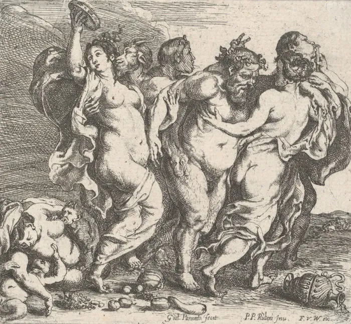 Framed Print : The drunken Silenus, accompanied by nymphs and satyrs, 1632. Creator: Willem Panneels Framed Print : The drunken Silenus, accompanied by nymphs and satyrs, 1632. Creator: Willem Panneels