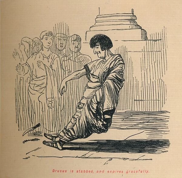 Drusus is stabbed, and expires gracefully, 1852. Artist: John Leech