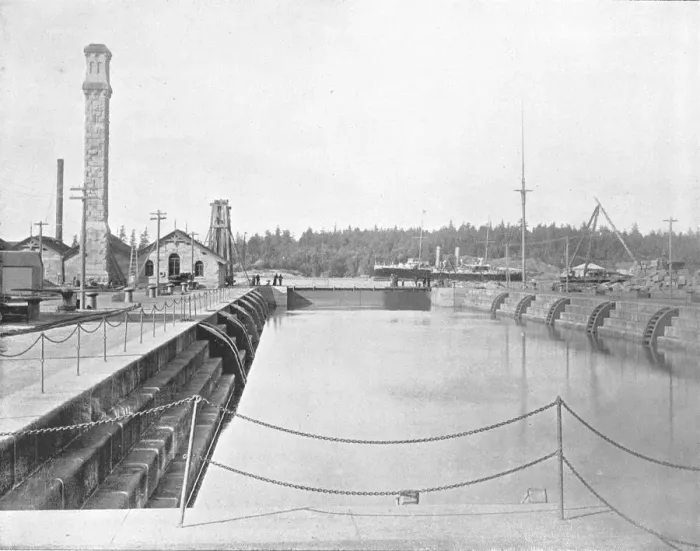 Framed Print : Dry Dock at Esquimalt, British Columbia, Canada, c1900. Creator: Unknown Framed Print : Dry Dock at Esquimalt, British Columbia, Canada, c1900. Creator: Unknown