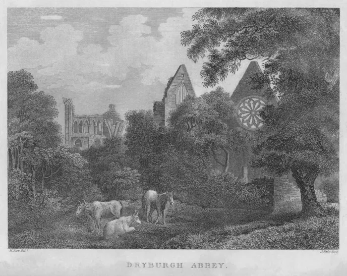 Framed Print : Dryburgh Abbey, 1804. Artist: James Fittler Framed Print : Dryburgh Abbey, 1804. Artist: James Fittler