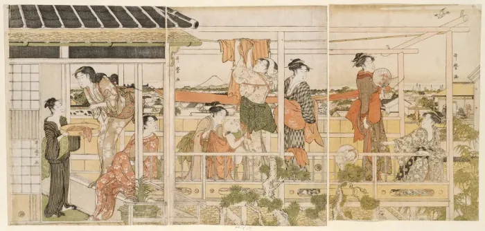 Framed Print : Drying Clothes (Monohoshi), Japan, c. 1790. Creator: Kitagawa Utamaro Framed Print : Drying Clothes (Monohoshi), Japan, c. 1790. Creator: Kitagawa Utamaro