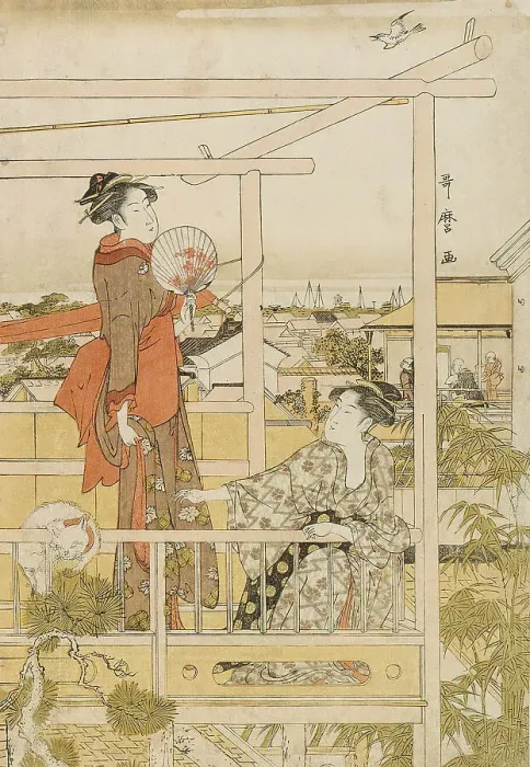 Framed Print : Drying Clothes (Monohoshi), Japan, c. 1790. Creator: Kitagawa Utamaro Framed Print : Drying Clothes (Monohoshi), Japan, c. 1790. Creator: Kitagawa Utamaro