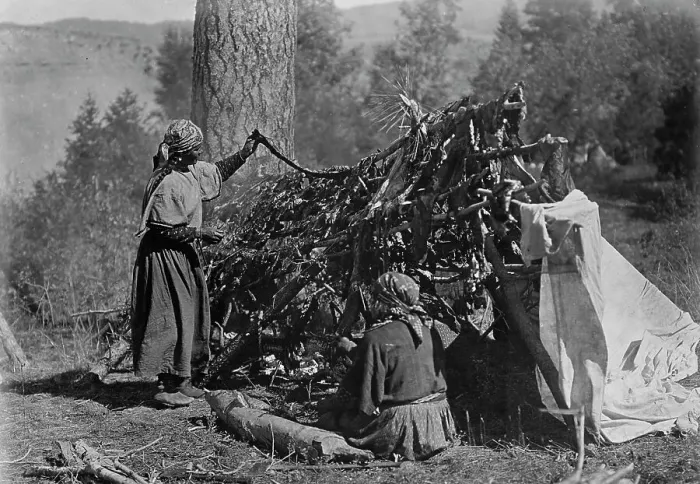 Framed Print : Drying meat-Flathead, c1910. Creator: Edward Sheriff Curtis Framed Print : Drying meat-Flathead, c1910. Creator: Edward Sheriff Curtis