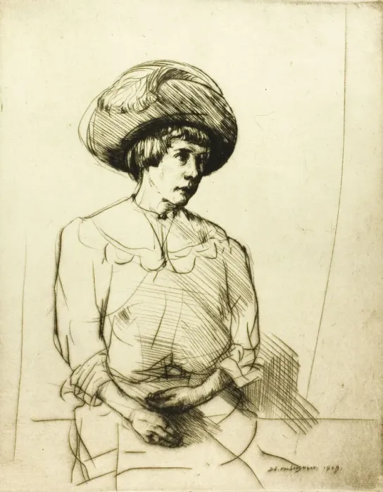 Framed Print : Drypoint Number Two: Portrait, 1909. Creator: Donald Shaw MacLaughlan Framed Print : Drypoint Number Two: Portrait, 1909. Creator: Donald Shaw MacLaughlan