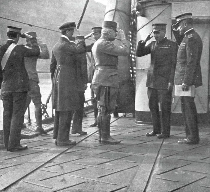 Framed Print : Du Bosphore a L'Adriatique; Le general autrichien Pflanzer Baltin recu a bord du navire... 1918. Creator: Unknown Framed Print : Du Bosphore a L'Adriatique; Le general autrichien Pflanzer Baltin recu a bord du navire... 1918. Creator: Unknown