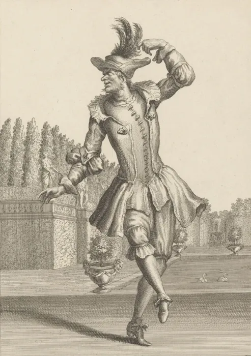 Framed Print : Du Moulin in Peasant Garb Dancing at the Opera. n. d. Creator: Jean Berain Framed Print : Du Moulin in Peasant Garb Dancing at the Opera. n. d. Creator: Jean Berain