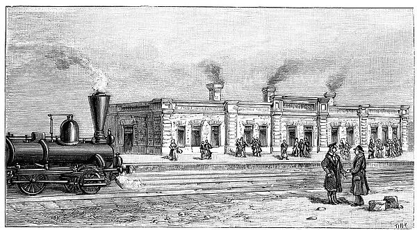 Duchak Station, on the railroad trans-Caspian, engraving, 1895
