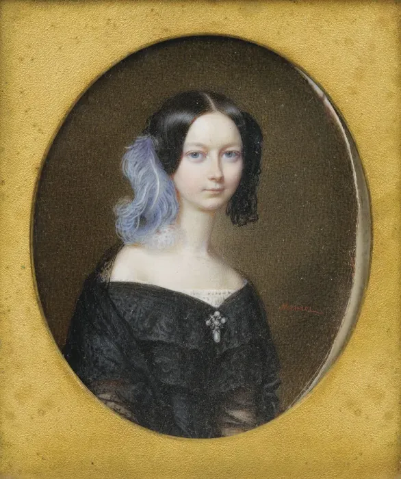Framed Print : Duchess Helene of Mecklenburg-Schwerin (1814-1858), later Duchess of Orleans, ca 1835. Artist: Meuret, Francois (1800-1887) Framed Print : Duchess Helene of Mecklenburg-Schwerin (1814-1858), later Duchess of Orleans, ca 1835. Artist: Meuret, Francois (1800-1887)
