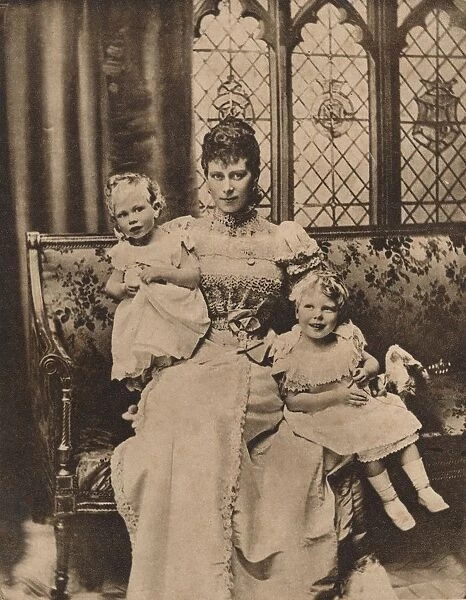 The Duchess of York with her two sons, Princes Edward and Albert, c1897 (1935)