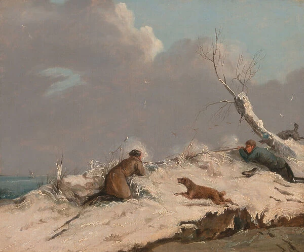 Duck Shooting in Winter, ca. 1825. Creator: Henry Thomas Alken