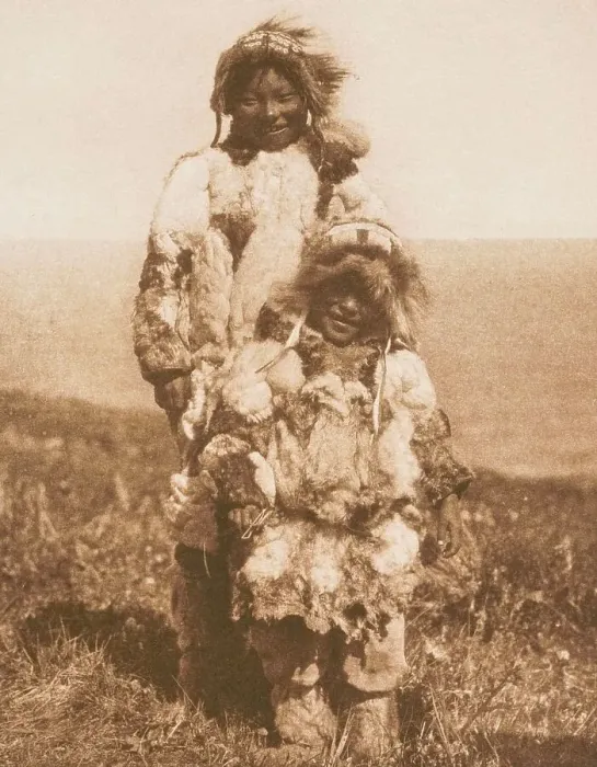 Framed Print : Duck-Skin Parkas, Nunivak, 1928. Creator: Edward Sheriff Curtis Framed Print : Duck-Skin Parkas, Nunivak, 1928. Creator: Edward Sheriff Curtis