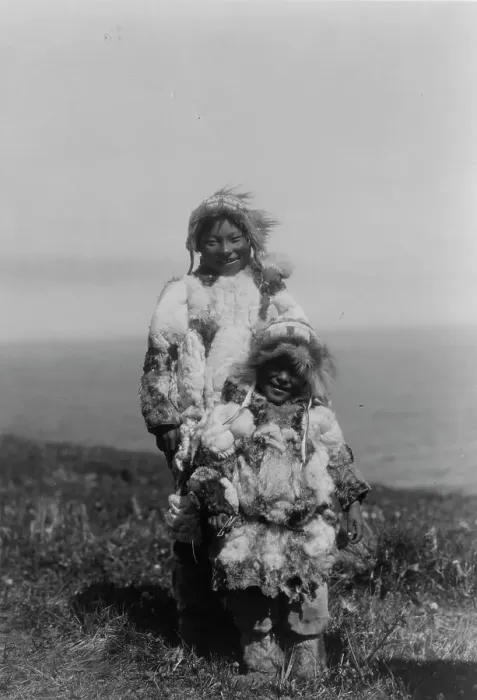 Framed Print : Duck-skin parkas, Nunivak, c1929. Creator: Edward Sheriff Curtis Framed Print : Duck-skin parkas, Nunivak, c1929. Creator: Edward Sheriff Curtis