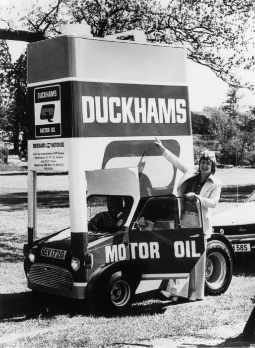 Framed Print : Duckhams Mini with tv personality Keith Chegwin 1978. Creator: Unknown